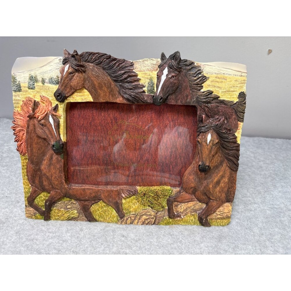 Galloping Horse-Themed Resin Picture Frame Holds 4x6"